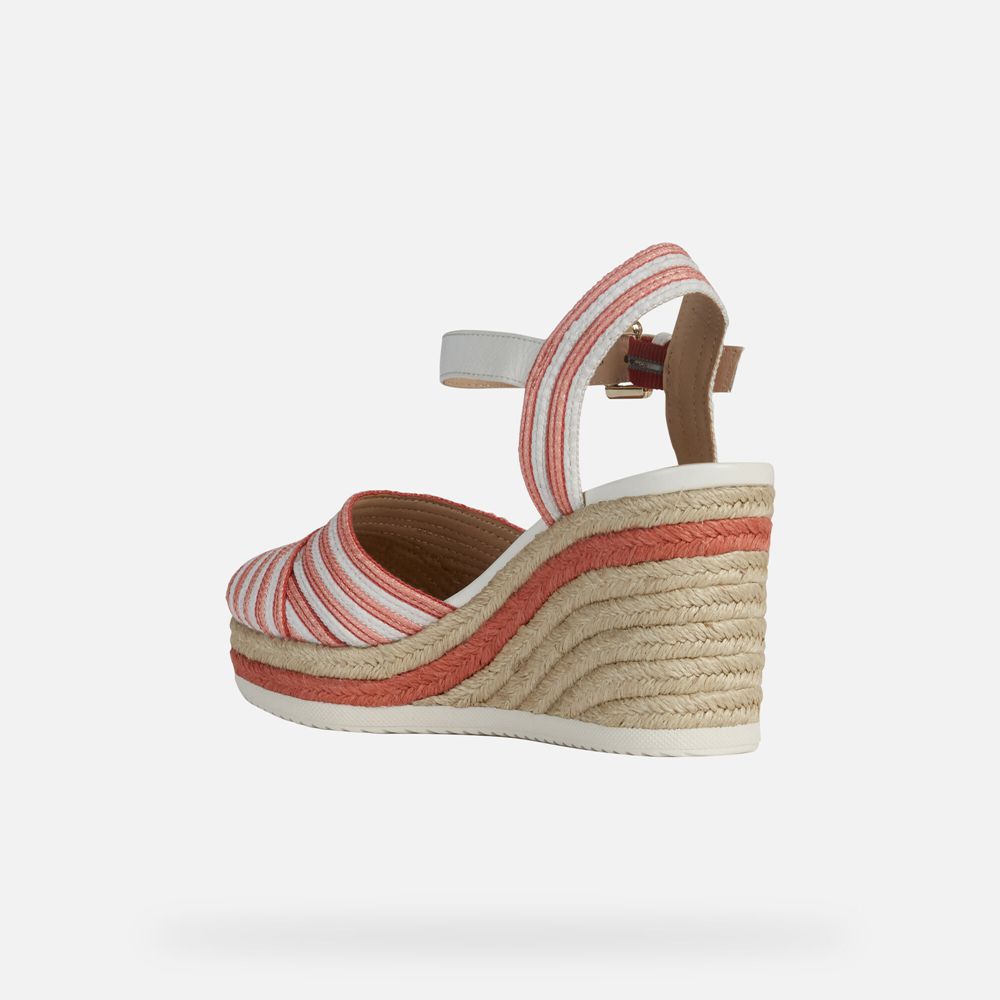 Geox Bayan Sandalet Kırmızı/Beyaz - Ponza - PLI-358490